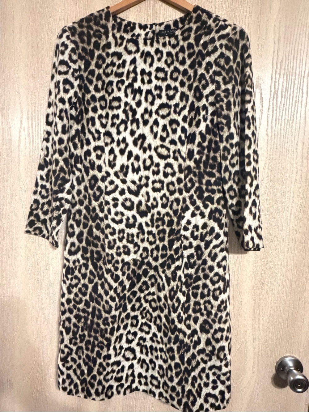 Rag & Bone Leopard Print Black and Cream Shift Dress